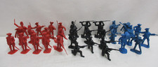 Mixed Lot of 32 Plastic Colonial Toy Soldiers 60mm Tall Red Black  Blue
