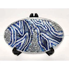 Rock and Resin Oval Wall Decoration with Silver Accents