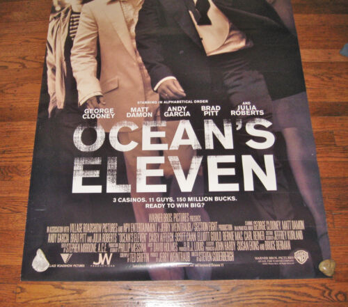 Póster de la película Clooney Pitt raro Ocean's Eleven de colección 2001 reverso doble cara - Imagen 4 de 10