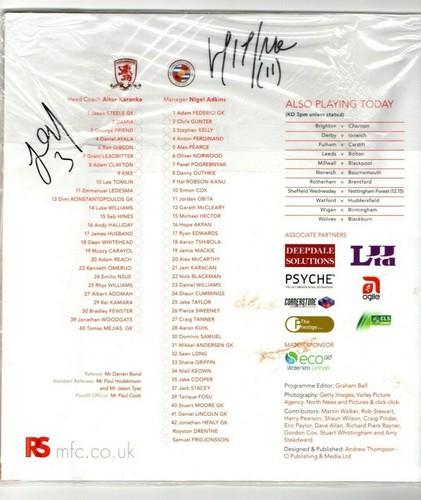 Multi Signed Programme Middlesbrough V Reading Plus Ticket - Picture 2 of 4