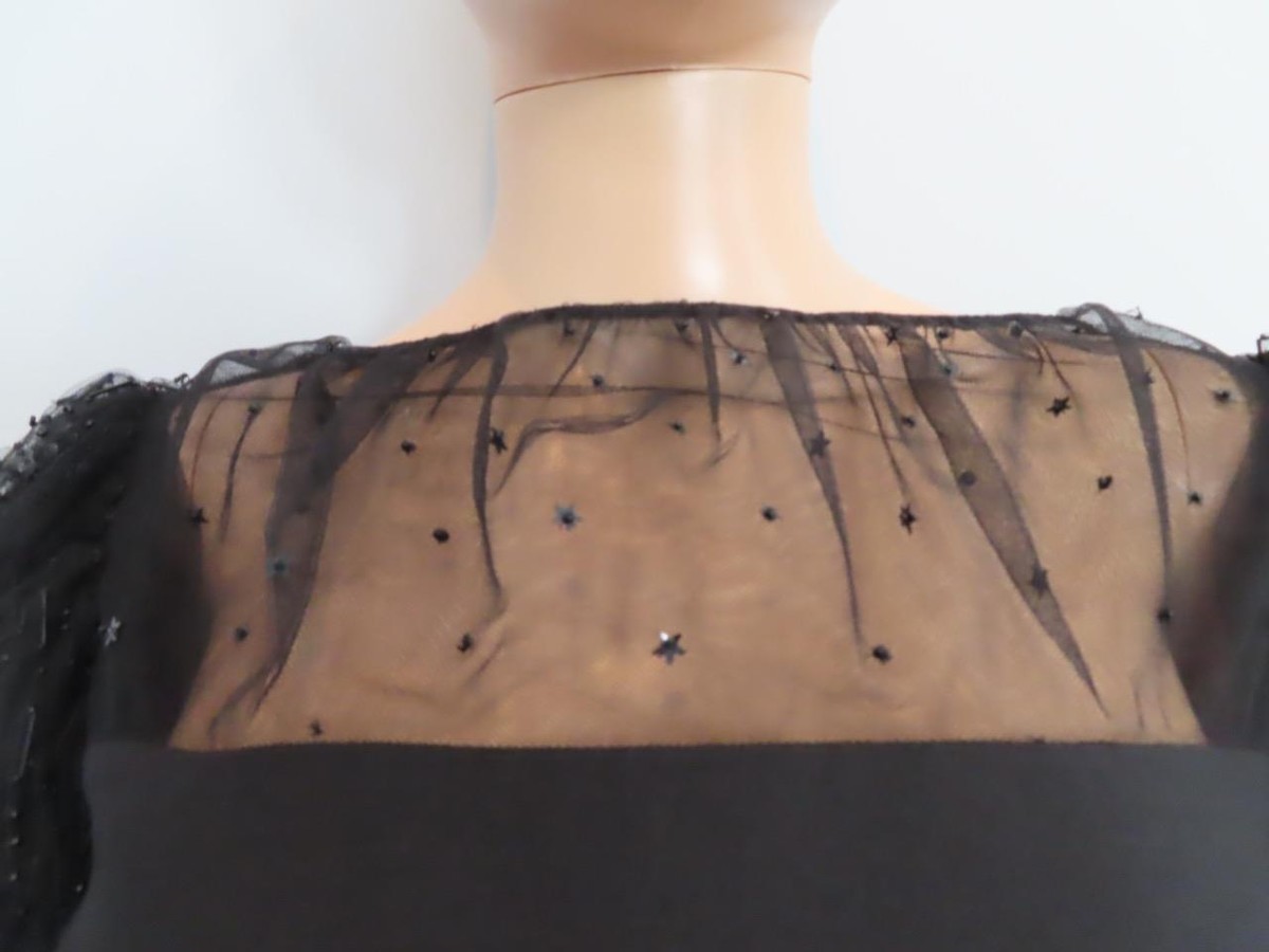 Valentino★素敵!Black/Sheer Tulle Short Sleeve A-Line Dress NWT Valentino Black/Sheer Tulle Short Sleeve A-Line Dress