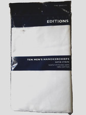 Vintage Satin Stripe 10 Men's Handkerchiefs 100 Cotton New SEALED Basic Edition