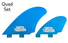 PACIFIC VIBRATIONS Sea Side quad Fits FCS SURFBOARD Fins  Fiberglass Blue