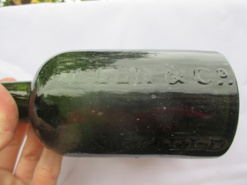 SCARCE DARK GREEN ALLEN & CO MANSFIELD BEER BOTTLE c1890s - Picture 3 of 3