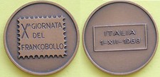 MEDAGLIA GETTONE COMMEMORATIVO X.a GIORNATA DEL FRANCOBOLLO - ITALIA I.XII.1968