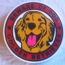 Beware of Dog Golden Retriever Sign 3D routed pet sign Custom carved