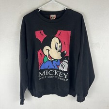 Vintage 90s Disney Designs Mickey Mouse Crewneck Black Sweatshirt Made In USA