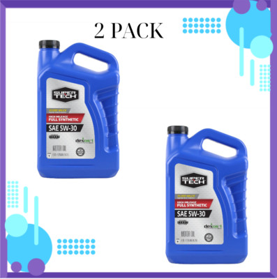 (2 Pack) Super Tech High Mileage SAE 5W-30 Full Synthetic Motor Oil 5 Quarts