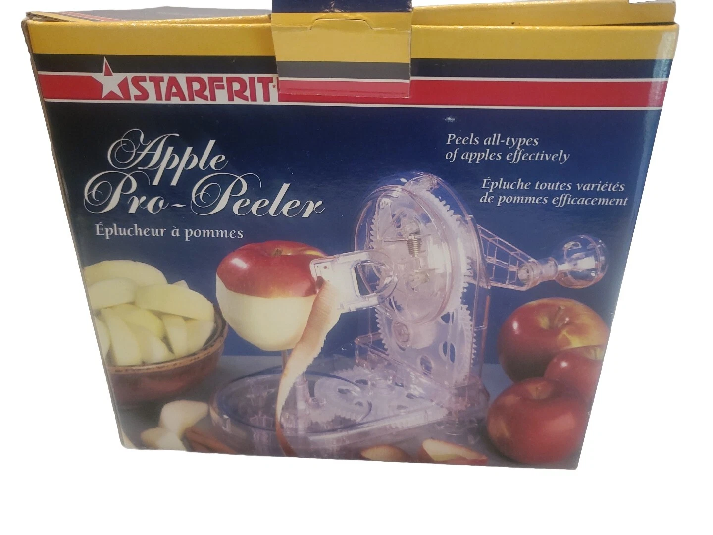 New Starfrit Apple Pro-Peeler With Spike Holder 3 Blades Instructions Recipes