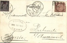 CHINA 1901 Cover PC Peking Dragon via Shanghai French P.O. Switzerland (c031)