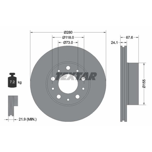 Textar 2X Bremsscheiben Vorne Ø280 Mm BelüFtet Beschichtet FüR Fiat Ducato 250-image