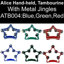 ATB004 , Alice Hand-held, Tambourine With Metal Jingles, Double Row Star Shap