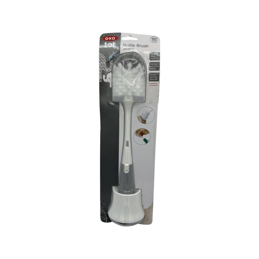 OXO Tot Bottle Brush with Nipple Cleaner and Stand, Gray. **
