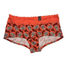 NWT TORRID Boyshort Pantie Underwear Sz 0-1-2 Orange Lace Jersey Knit Skulls