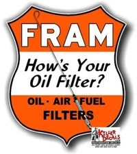 8" x 6.75" STICKER FRAM GASOLINE STATION DECAL FOR SIGN OIL FILTER