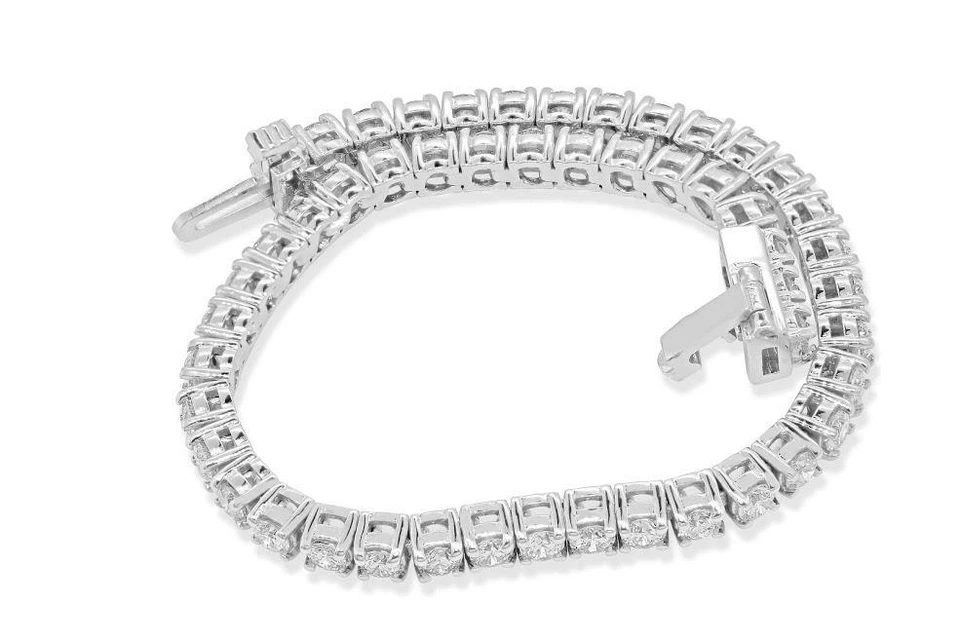 SI2 J 5,50 quilates conjunto de puntas de diamantes naturales brazalete de tenis oro blanco de 14 quilates 2,80 mm Foto 2 de 4