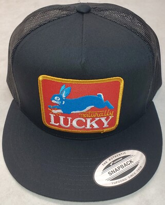 Naturally Lucky Rabbit Patch on Yupoong Trucker Hat /Classic 6006