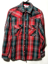 Vintage Dakota Five Brother Men  s Heavy Plaid Flannel Lumberjack Red Teal Size L