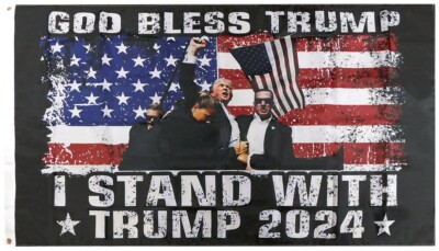 3x5 God Bless Trump 2024 I Stand With Trump VANCE 2024 5X3 Polyester Flag