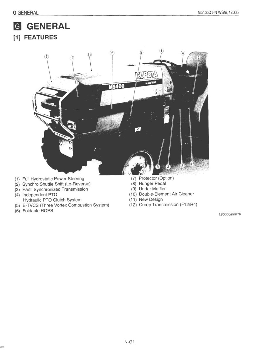 4700 5400 DTN Tractor Technical Workshop Repair Manual Kubota