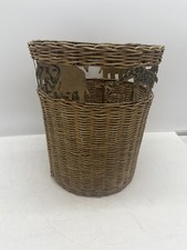 Vintage Safari Wicker Waste Paper Basket Trash Can Jungle Elephant Giraffe Lion