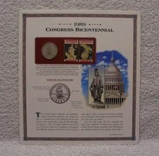 1989 S Congress Bicentennial Half Dollar - Postal Commemorative Coin & Stamp