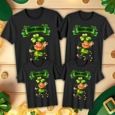 Personalisiertes lustiges T-Shirt Kobold Kleeblatt Familie St. Patricks Day Tee #STPD
