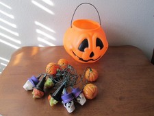 Vintage General Foam Plastics Pumpkin and Witch/Skeleton/pumpkin lights