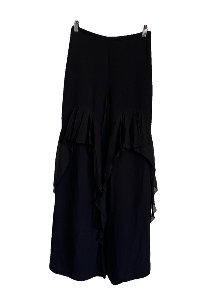Sass & Bide Ladies Size US 4 / AUS 8 Black Ruffle Flare Leg Pants Excellent Cond