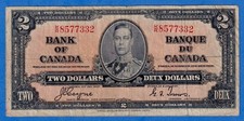 CANADA $2 1937 BC-22c / P-59c King George VI Circulated Note - K/R 8577332