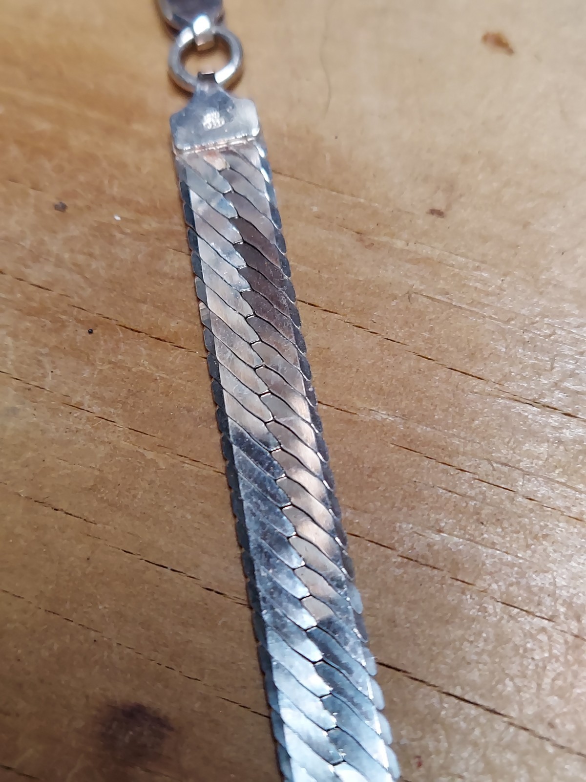 solid 925 silver 24" herringbone necklace - image 2