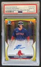 2023 Bowman Roman Anthony Chrome Auto Yellow Refractor 1st #/75 Red Sox PSA 10