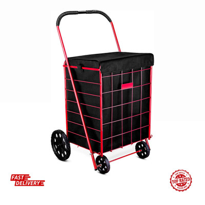 Folding Grocery Basket Cart Shopping Wheel Large Utility Laundry18''X15''X24''(BAG)