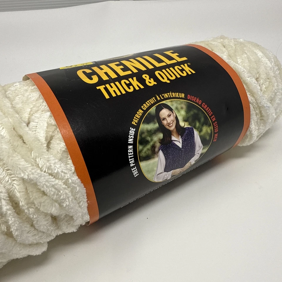 Hilo de chenilla marca León grueso y rápido acrílico rayón súper voluminoso blanco antiguo Foto 2 de 4