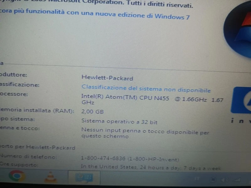 Notebook Netbook hp 110-3103sl Intel Atom N455 2gb 250gb LED 10 - Immagine 3 di 4