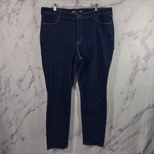 Old Navy Women's Jeans Dark Blue High-Rise Straight Size 18 Stretch.