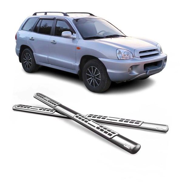 Edelstahl Seitenschweller Schwellerrohre FüR Hyundai Santa Fe 2006-2009 Silber-image