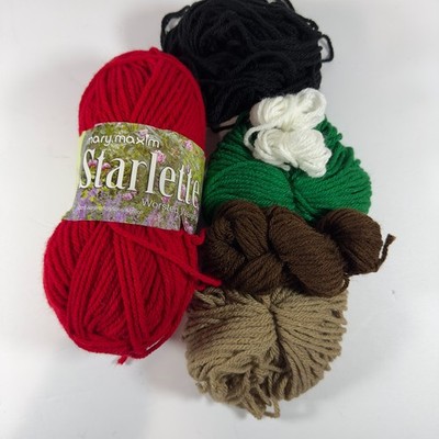 Mary Maxim Starlette Yarn Lot of 6 Skeins Different Yardage Xmas Stockings