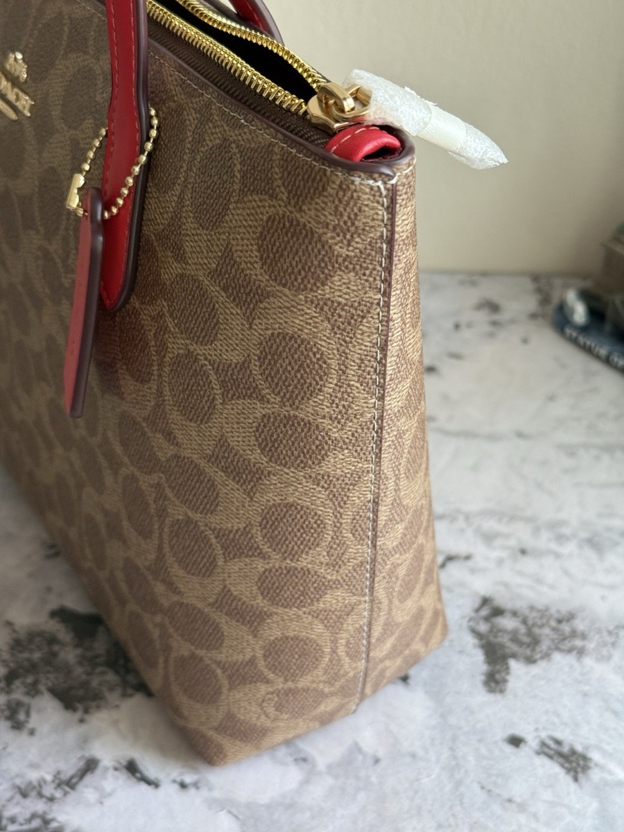 WNT Coach Zip Tote Bag In Signature Canvas - Fiona - Gold Tan