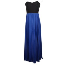 Crystal Doll Black Blue Pleated Maxi Strapless Dress Juniors Size 5 Party Formal