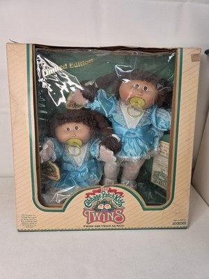 1985 Cabbage Patch Kids Twins Girls Brown Hair Pigtails Limited Edition NRFB