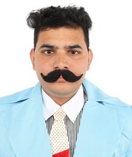 Classic Handlebar Mustache Black Hooked Tip Curled Fake Moustache Costume