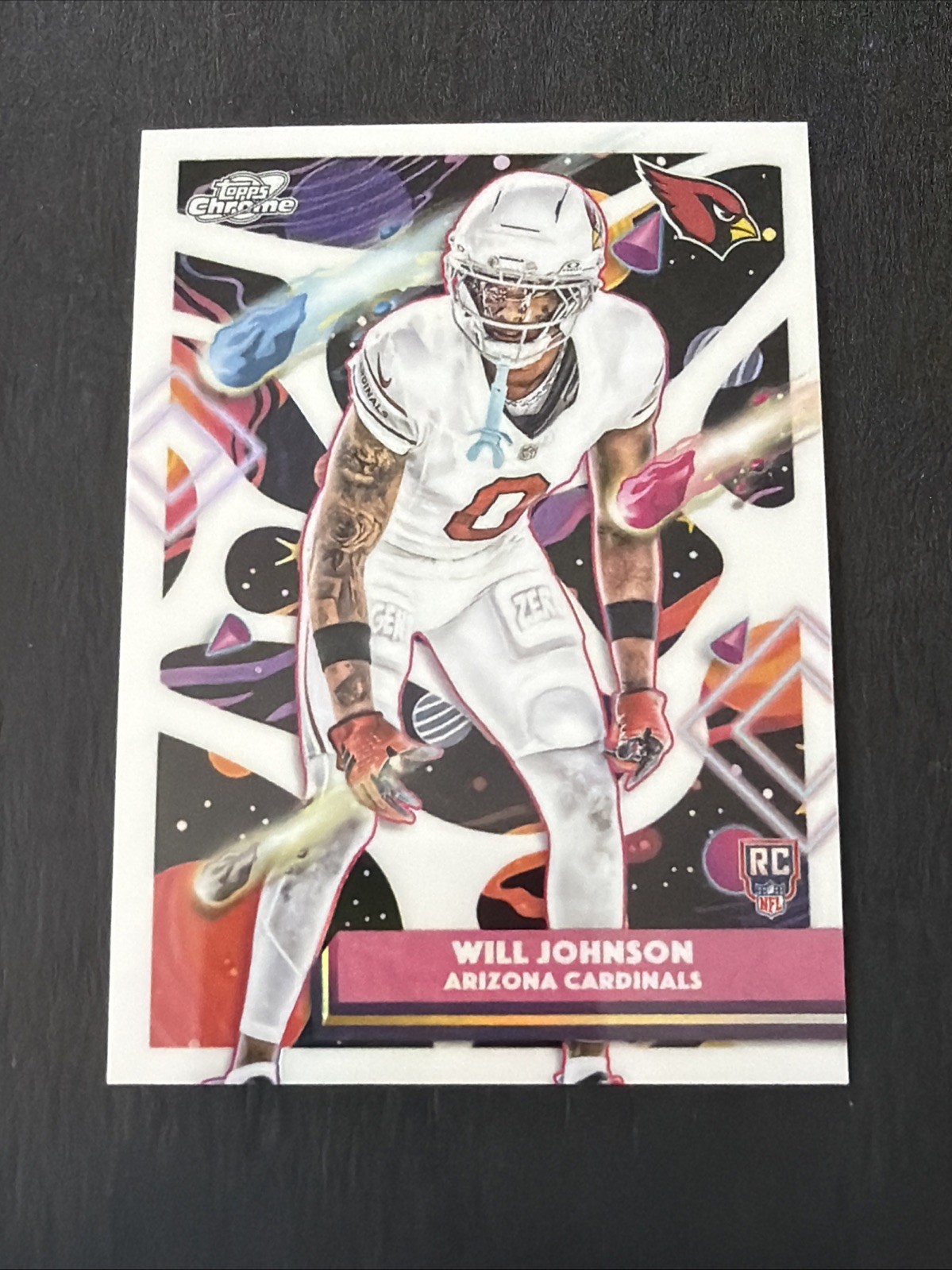 2025 Topps Cosmic Chrome Will Johnson RC White Hole SP Arizona Cardinals