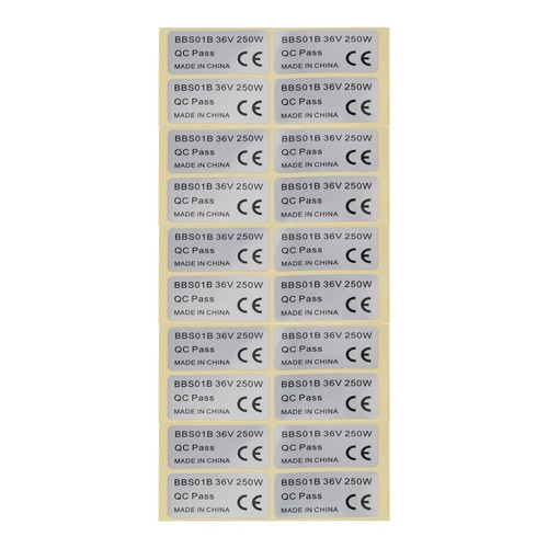 Lot De 10 Autocollants Moteur 36V 250W Pour Bafang BBS - Étanche & Résistant, Idéal Pour Vélo Électrique Légal