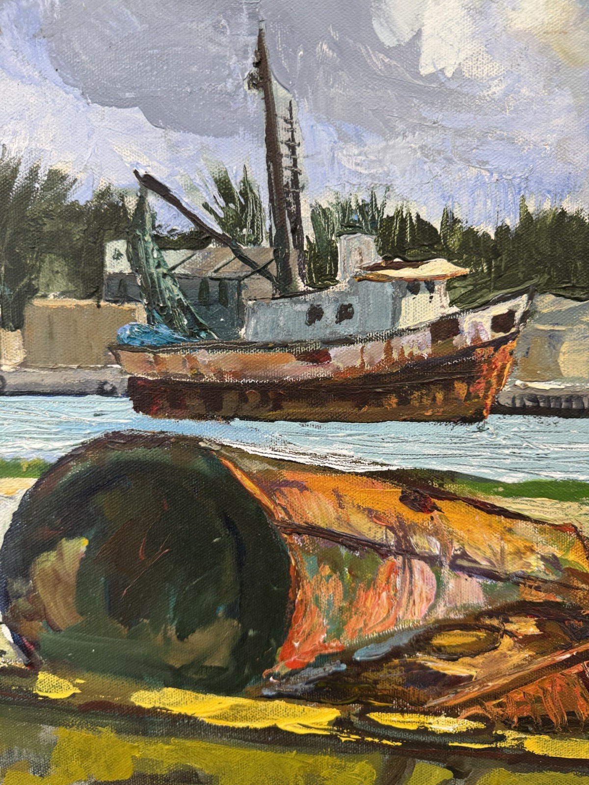 Plain Air By New Orleans Artist Wendell Haynes - Boats And Barrels Of The Keys