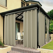 BONZER Waterproof Outdoor Curtains for Patio Porch Pergola Cabana Light Filterin