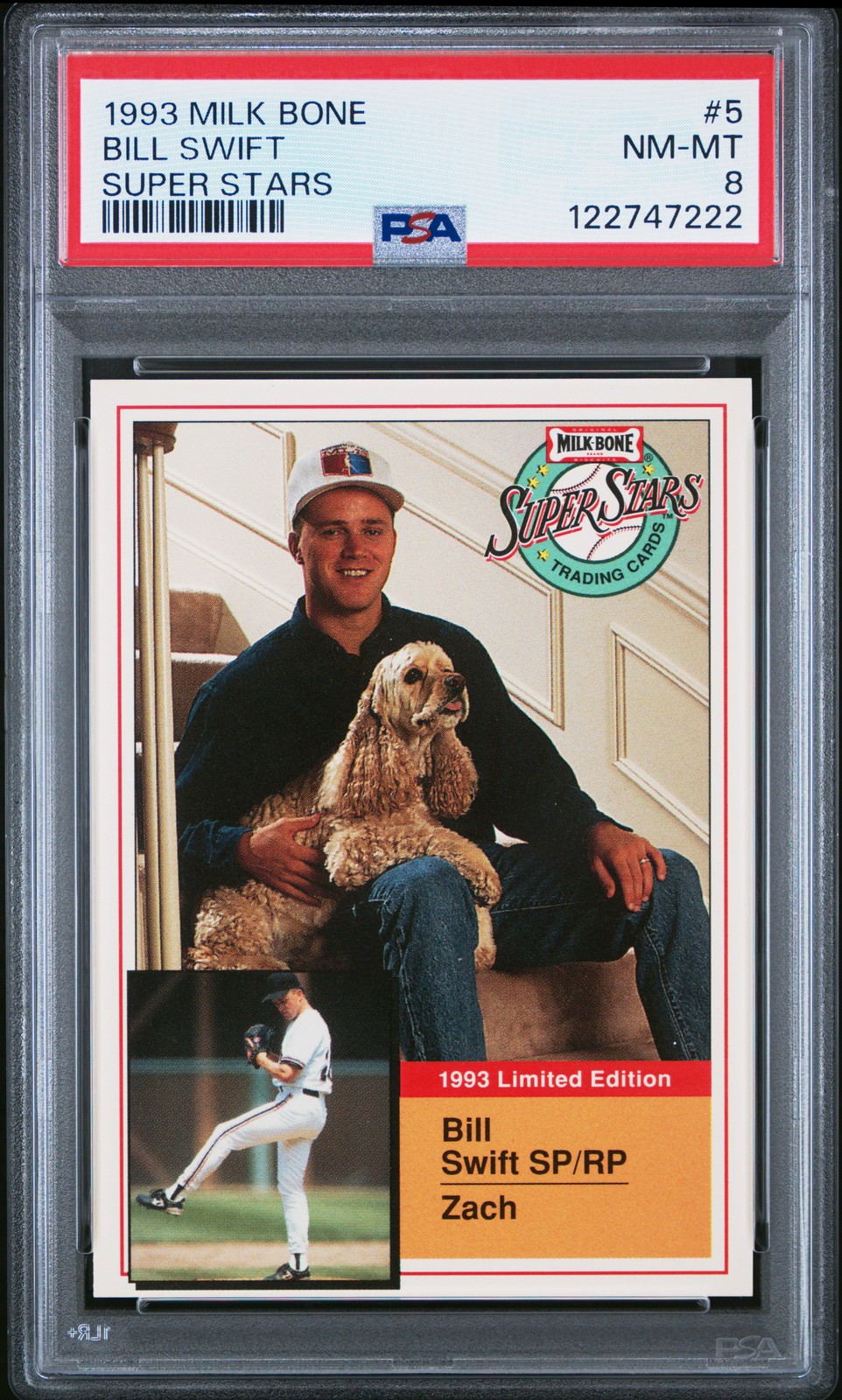 1993 MILK BONE SUPER STARS #5 BILL SWIFT PSA 8