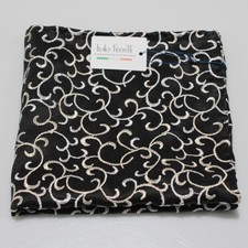 Italo Ferretti NWT Viscose / Silk Blend Pocket Square Black  Ivory Vine Print