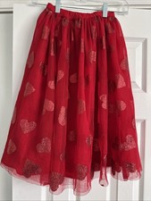 Cat  Jack Girls Glitter Heart Tulle Valentines Long Skirt Size Large 4/5 Kids