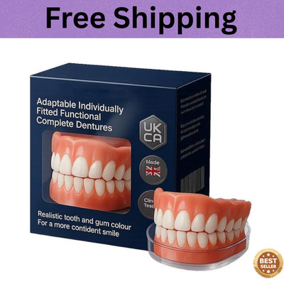 Moldable False Teeth, Dentures for Women and Men, Upper and Lower Silicone Dentu